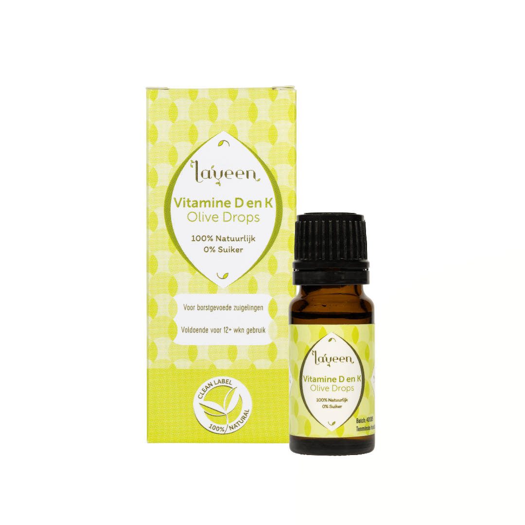 Packshot van de vitamine D en K druppels.