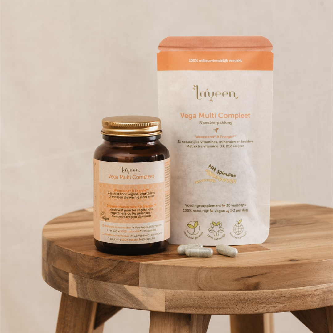 Laveen: Vega Multi Compleet Navulverpakking– B12 Capsules, Vitamine D Capsules en IJzer – Multivitamine Capsules
