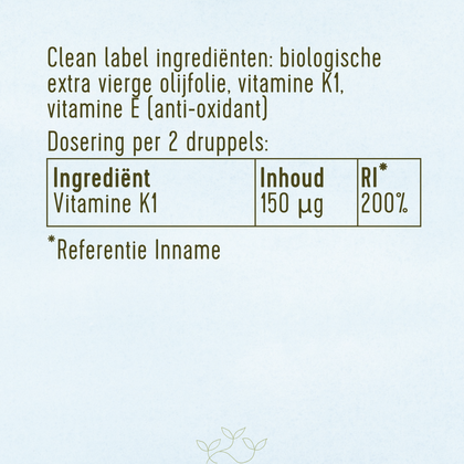 Ingrediënten per 2 druppels; Vitamine K1 150µg.