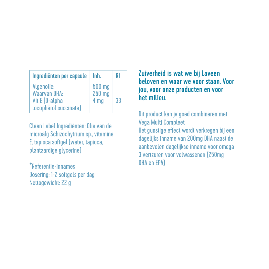 Laveen: Vega Omega 3 Navulverpakking (plantaardig, rijk aan DHA) – plantaardige DHA