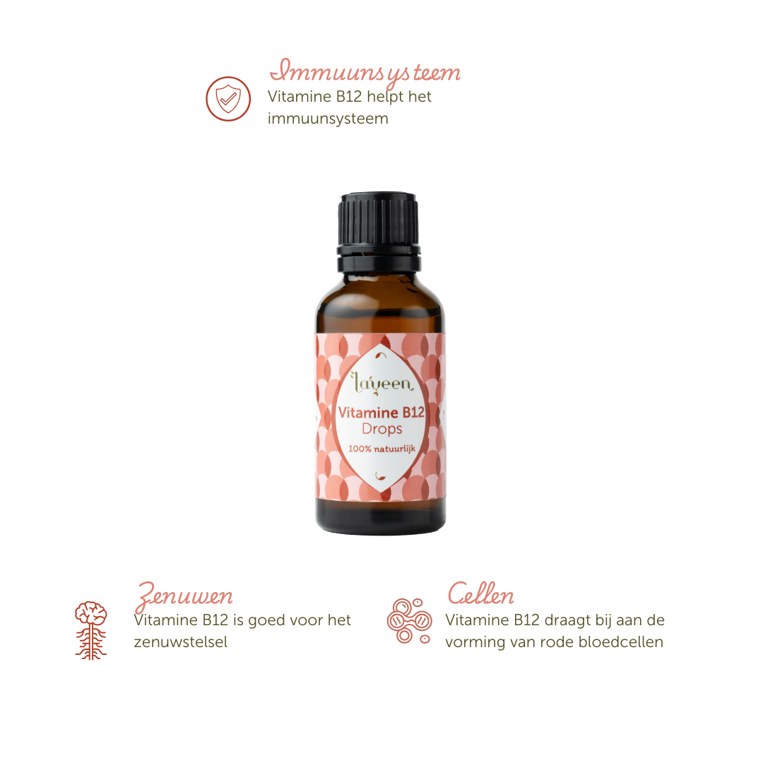 Voordelen van dit product: Vitamine B12 helpt het immuunsysteem, is goed voor het zenuwstelsel en draagt bij aan de vorming van rode bloedcellen.