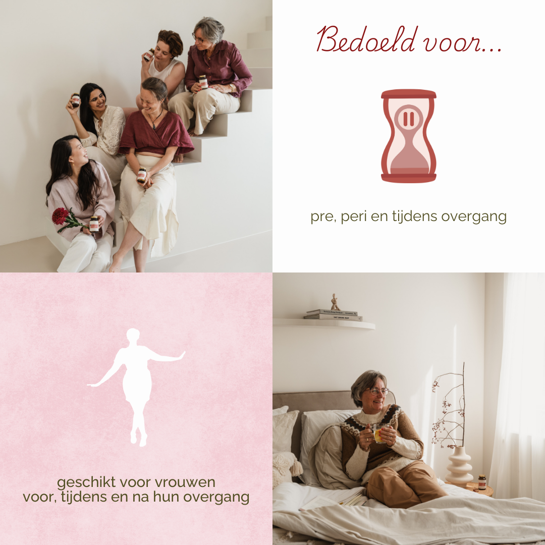 Info over de doelgroep; de Peri Meno Balans is bedoeld voor tijdens de pre, peri en overgang. Het is geschikt voor vrouwen voor, tijdens en na hun overgang.