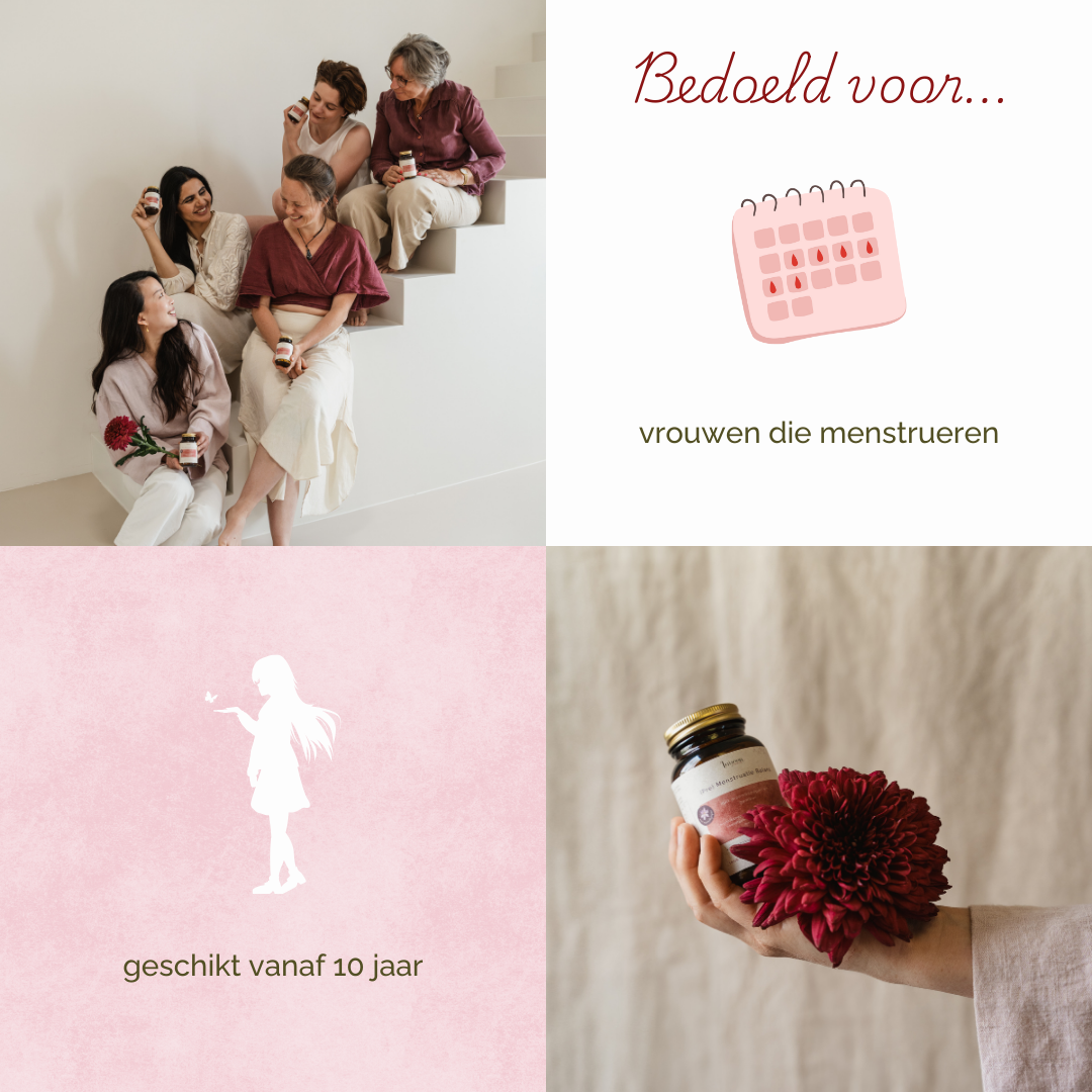 De Pre Menstruatie Balans is bedoeld voor vrouwen die menstrueren, vanaf 10 jaar.