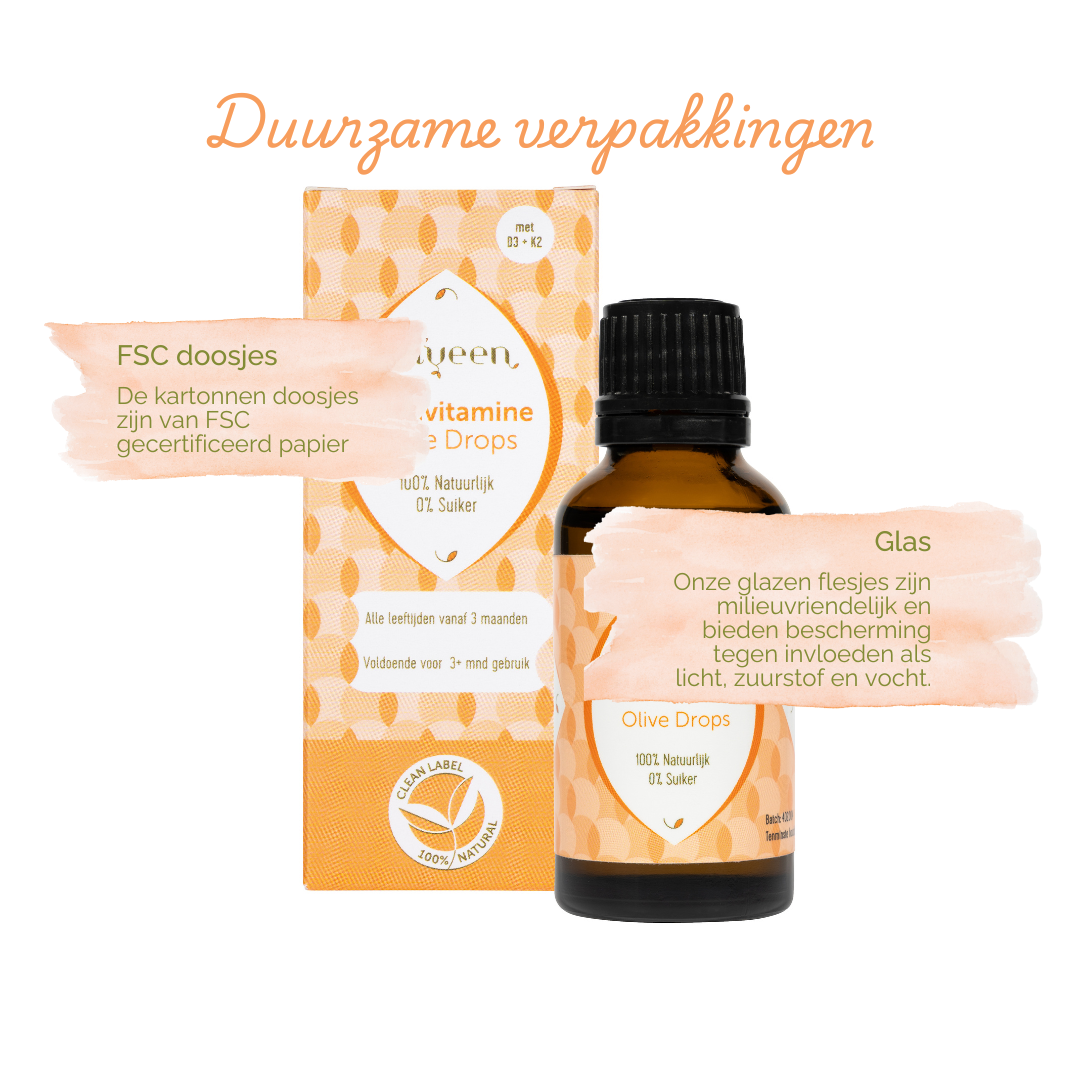 Wij maken gebruik van duurzame verpakkingen: de doosjes zijn van FSC gecertificeerd papier en de flesjes zijn van milieuvriendelijk glas.