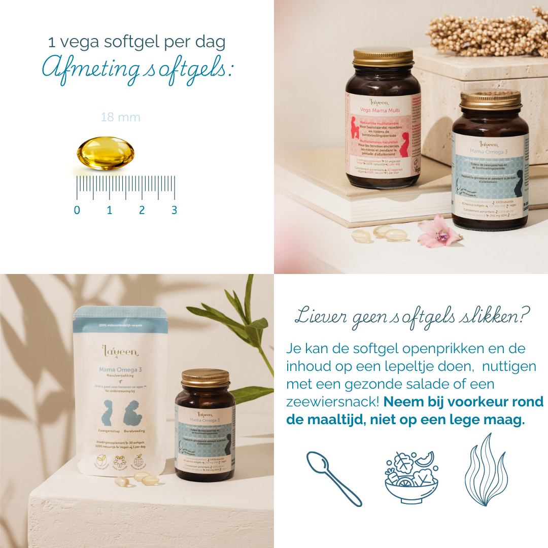 Gebruiksadviezen: 1 softgel per dag, ze zijn 18 mm lang. Je kan er ook een gaatje inprikken en het op een lepeltje doen of door bijvoorbeeld een salade mengen.