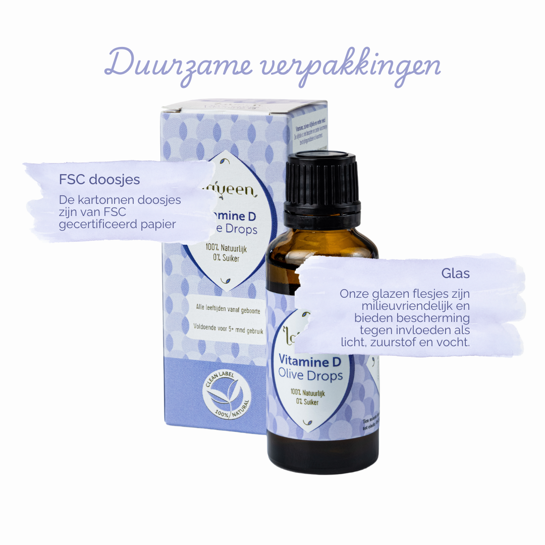 Wij maken gebruik van duurzame verpakkingen: de doosjes zijn van FSC gecertificeerd papier en de flesjes zijn van milieuvriendelijk glas.