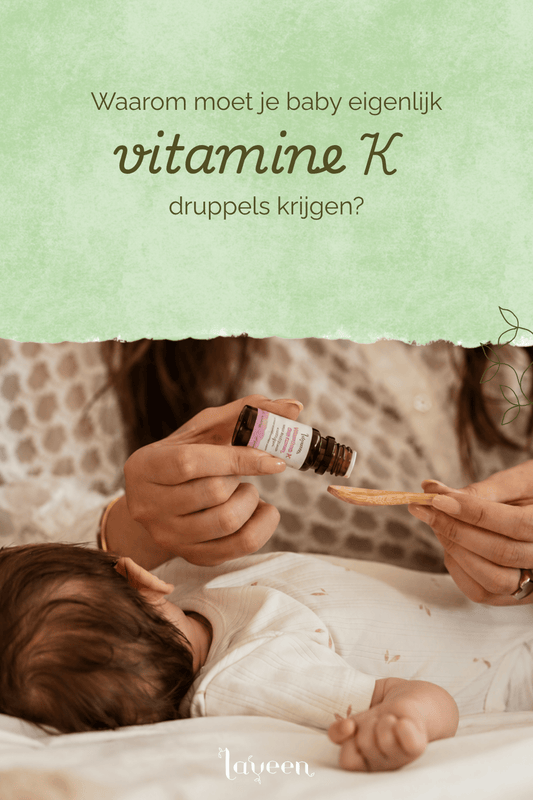 Pinterest cover van het artikel van Laveen over vitamine K baby.