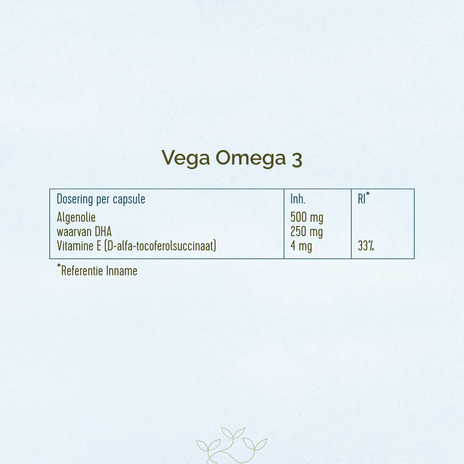Ingrediëntentabel van de Vega Omega 3.