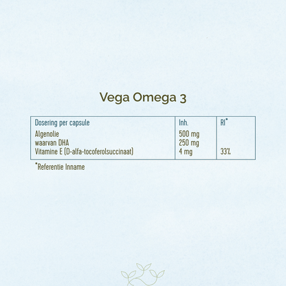 Ingrediëntentabel van de Vega Omega 3.