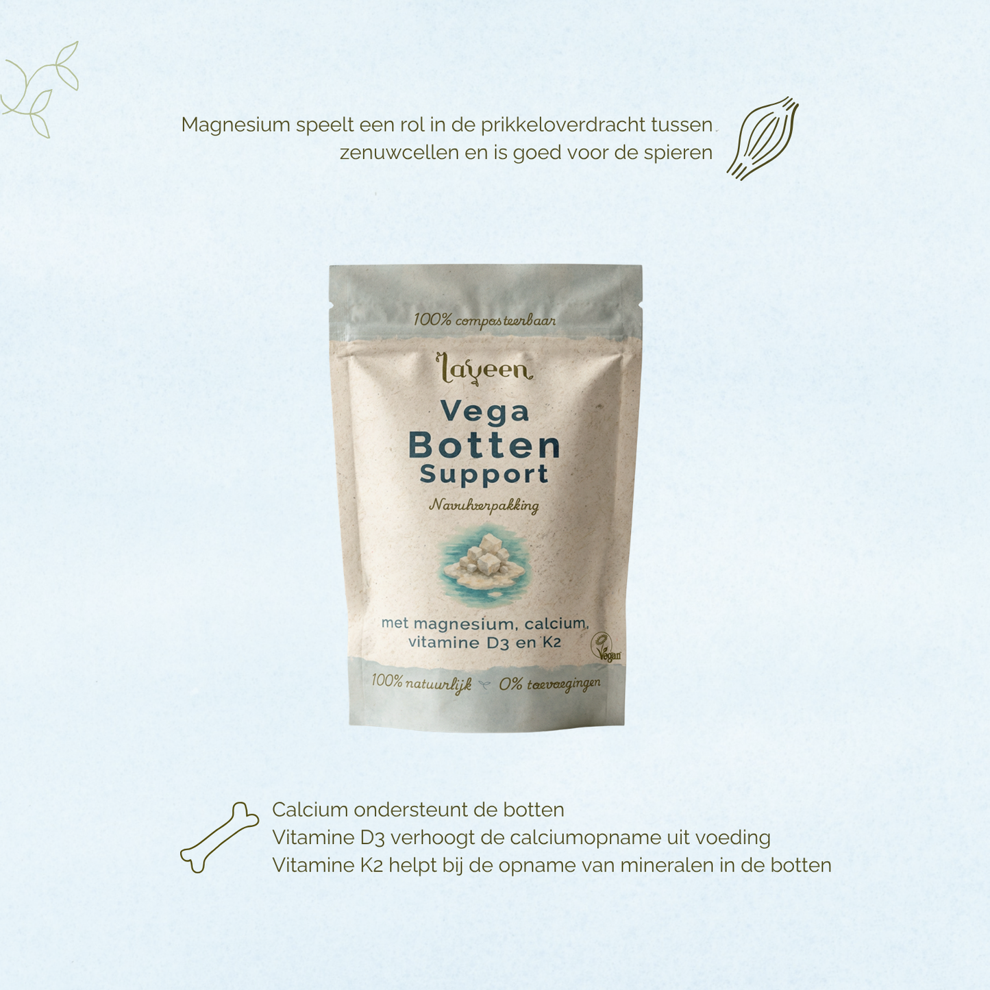 Vega Botten Support Navulverpakking- Magnesium + calcium complex - 30 capsules
